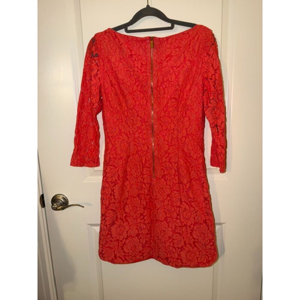 Vince Camuto Women’s Red Floral Lace Shift Dress Size 4 Exposed Back Zip - Picture 5 of 6